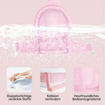 DAKYAM Babybadewanne Faltbadewanne Badewanne Babywanne, Größe: 80 cm × 50 cm × 21 cm, mit verstellbarer Netz–Matratze