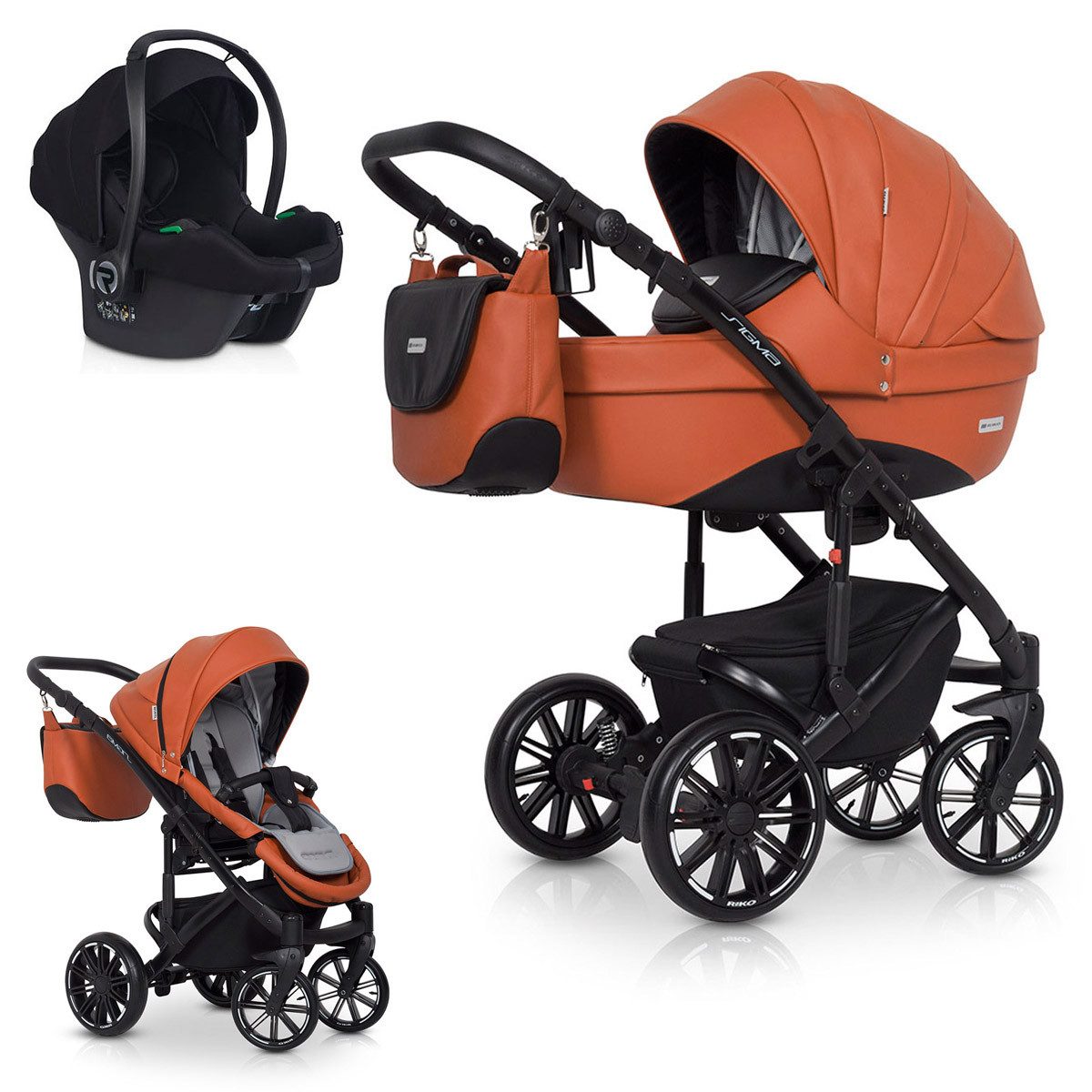 babies-on-wheels Kombi-Kinderwagen Sigma 4 in 1 inkl. Sportsitz, Autositz und Zubehör in 6 Farben