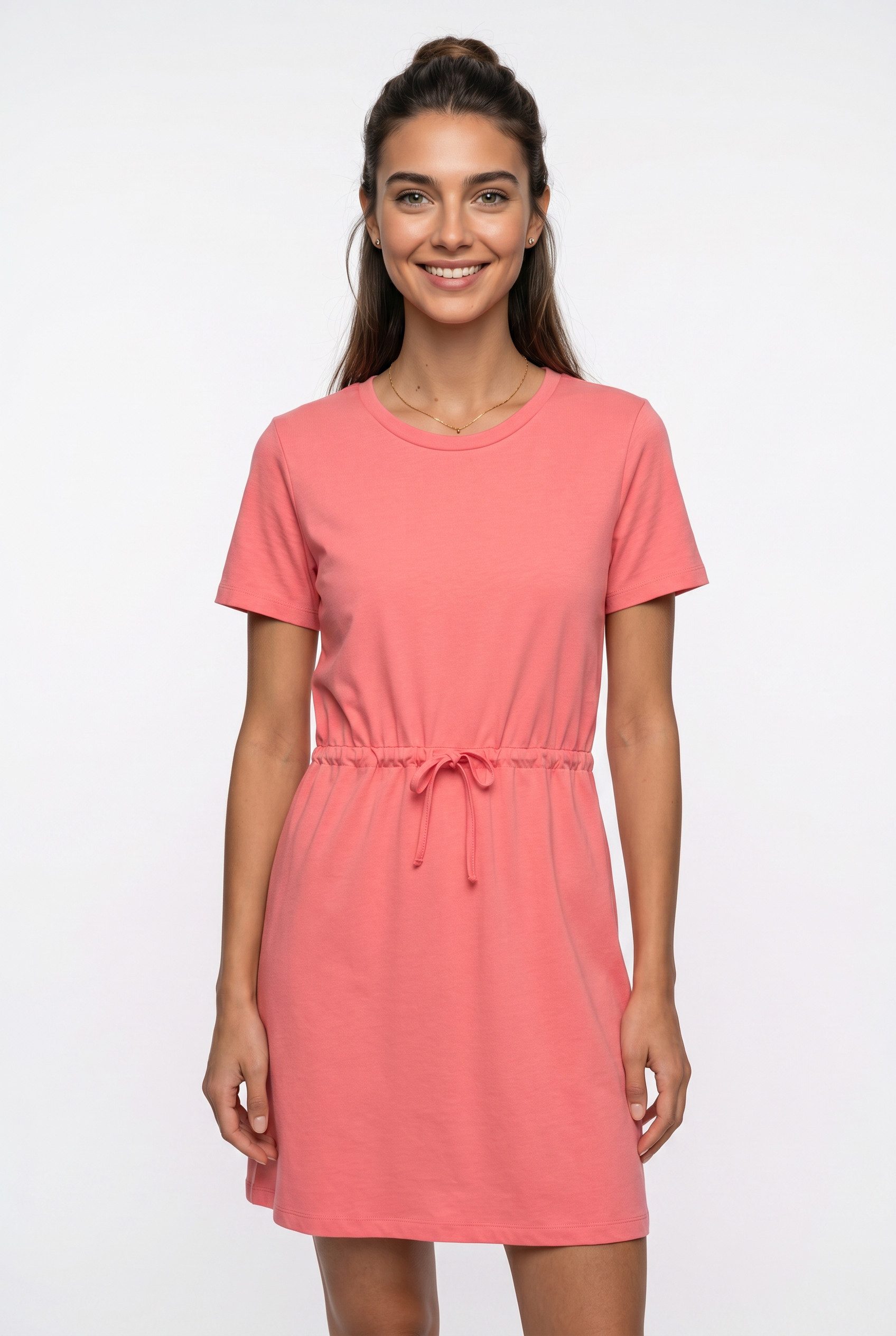 Vero Moda Shirtkleid VMLUNA SS SHORT STRING DRESS JRS NOOS Baumwollmischung, regular fit