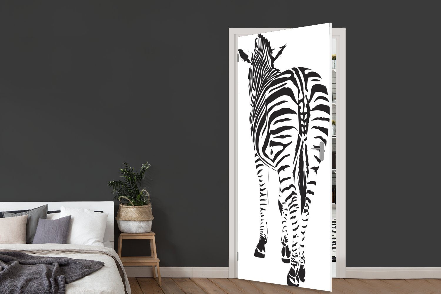 MuchoWow Türtapete Zebra Fototapete Streifen, für (1 Illustration bedruckt, - - cm St), 75x205 Matt, Tür, Türaufkleber