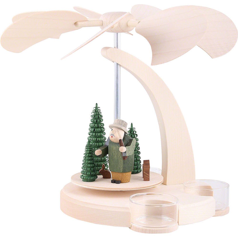 Seiffener Volkskunst Weihnachtspyramide 1-stöckige Bogenpyramide Waldmotiv (18cm) von Seiffener Volkskunst