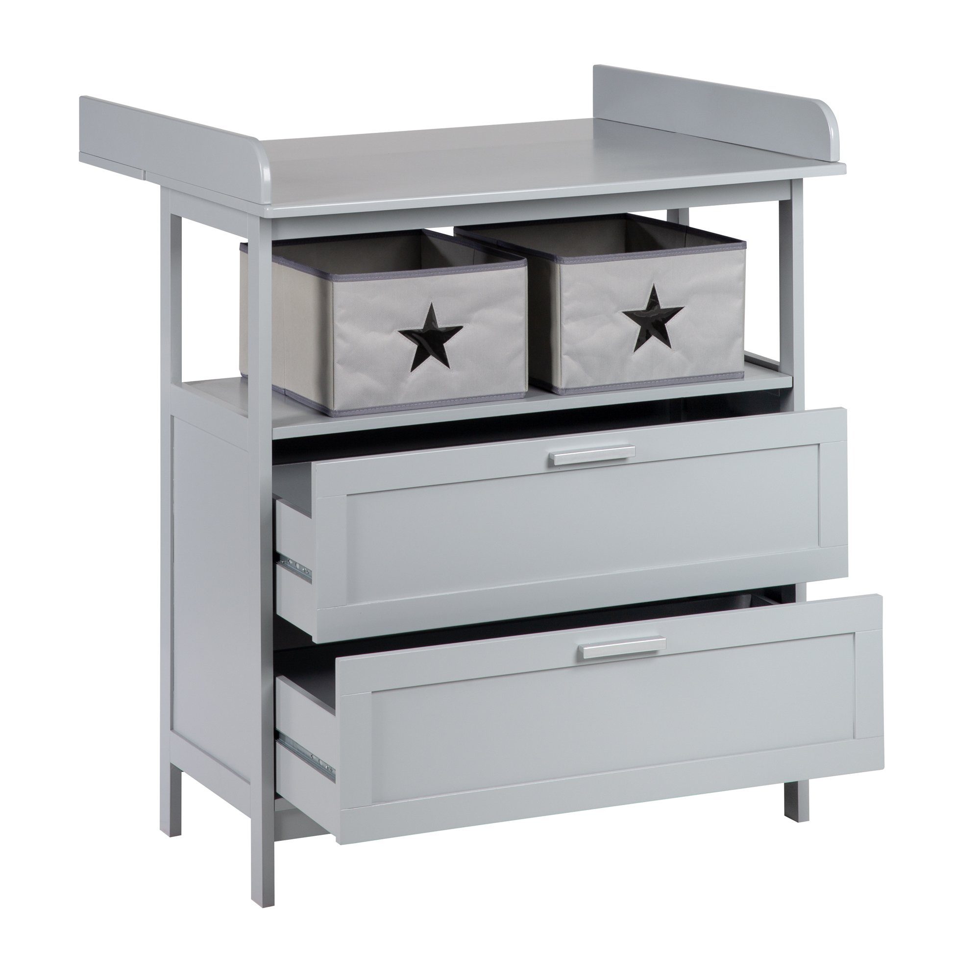 roba® Wickelkommode Hamburg, mit Ansatz, 2 Schubladen & Boxen, Wandbefestigung, Wickelhöhe 92 cm