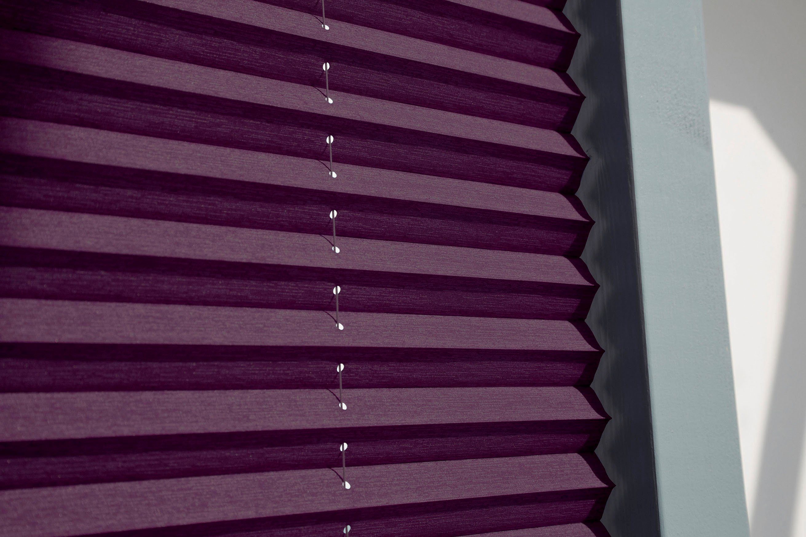 GARESA, violett Stoff verschraubt, Fenster steuern, Plissee, perfekt freihängend, dichter Lichteinfall Plissee am Lichtschutz,