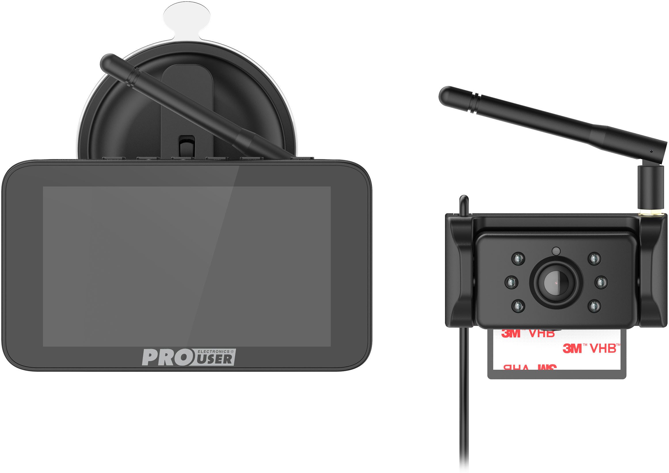 PROUSER Rückfahr-Kamerasystem kabellos 5" Monitor Rückfahrkamera (Full HD)