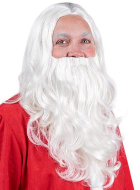 Maskworld Kostüm-Perücke Weihnachtsmannbart & Perücke, Bart-Perücken-Kombi für Santa Claus und Nikolaus
