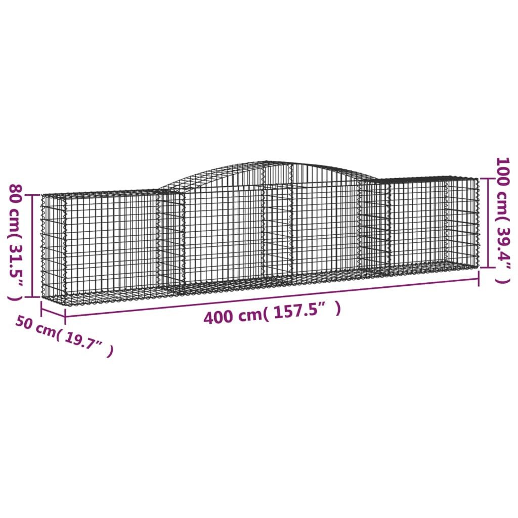 vidaXL Blumentopf Gabionen mit Hochbogen 5 Stk. 400x50x80/100cm Verzinktes Eisen (5 St)