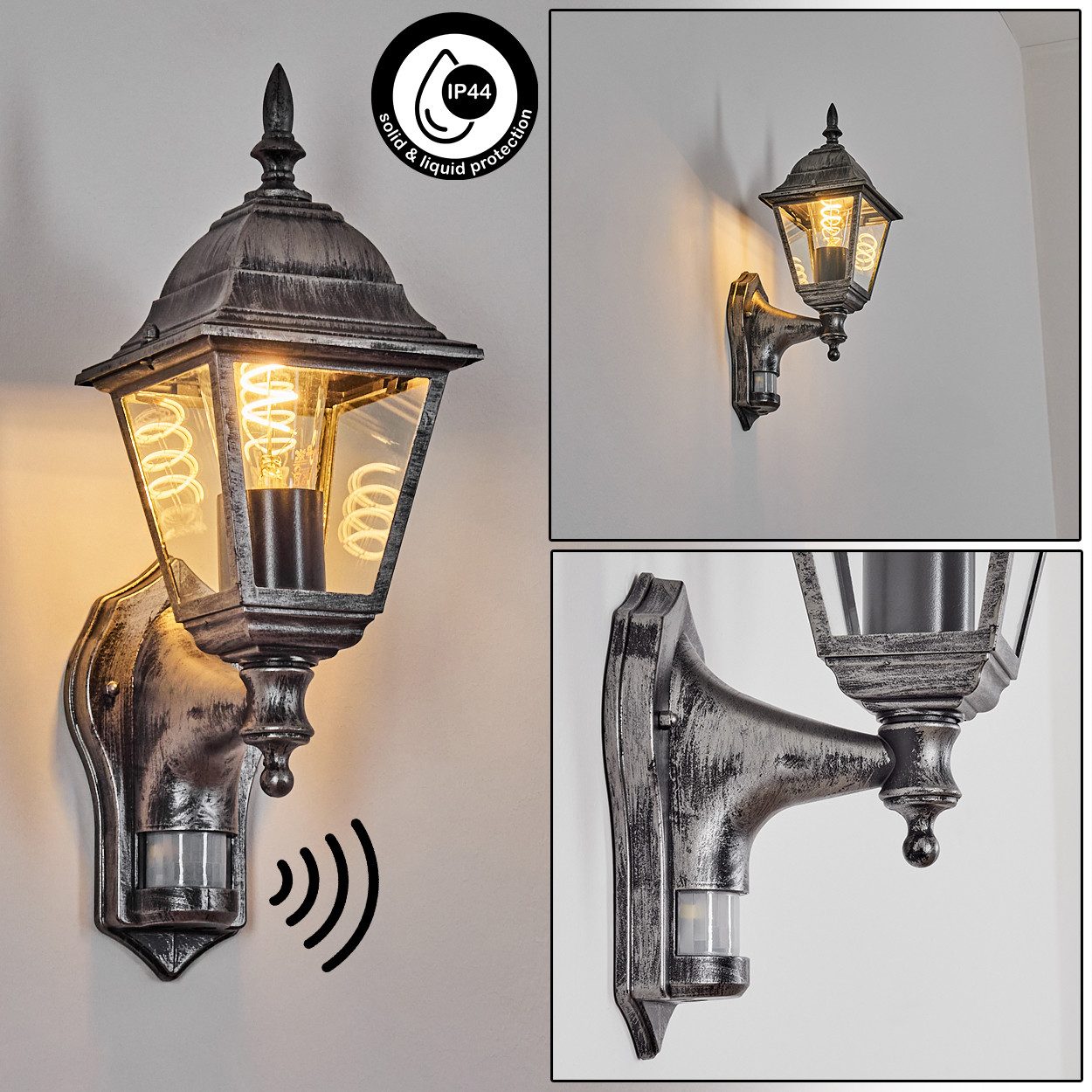 hofstein Außen-Wandleuchte Außenwandlampe m. Bewegungsmelder aus Metall/Gla günstig online kaufen