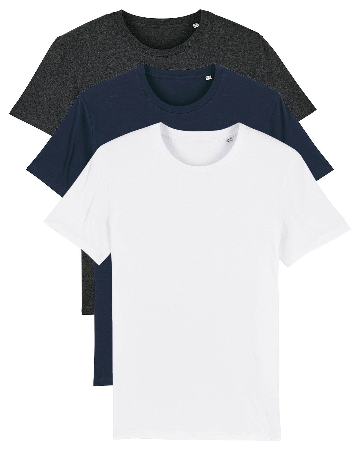 wat? Apparel Print-Shirt 3er Pack Creator Basic (1-tlg) weiß - dunkelblau - dunkelgrau meliert