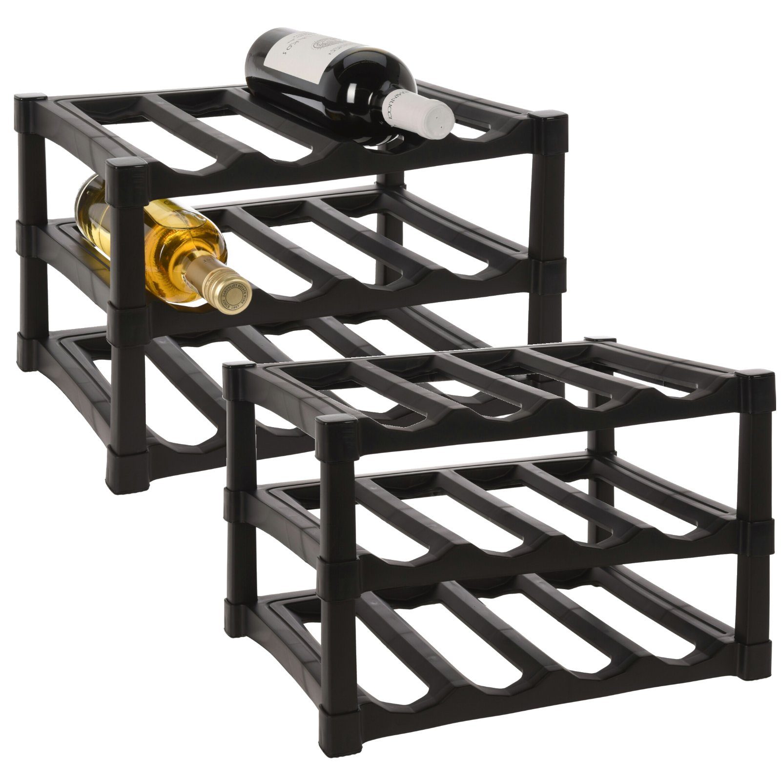 Koopman Weinregal Flaschenständer Flaschenregal Braun Kunststoff 2 er Set, günstig online kaufen