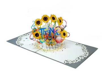 paperdora Dankeskarte 3D Pop-Up-Karte „Danke“ mit Umschlag und Wachssiegel - Grußkarte, Danke Geschenk