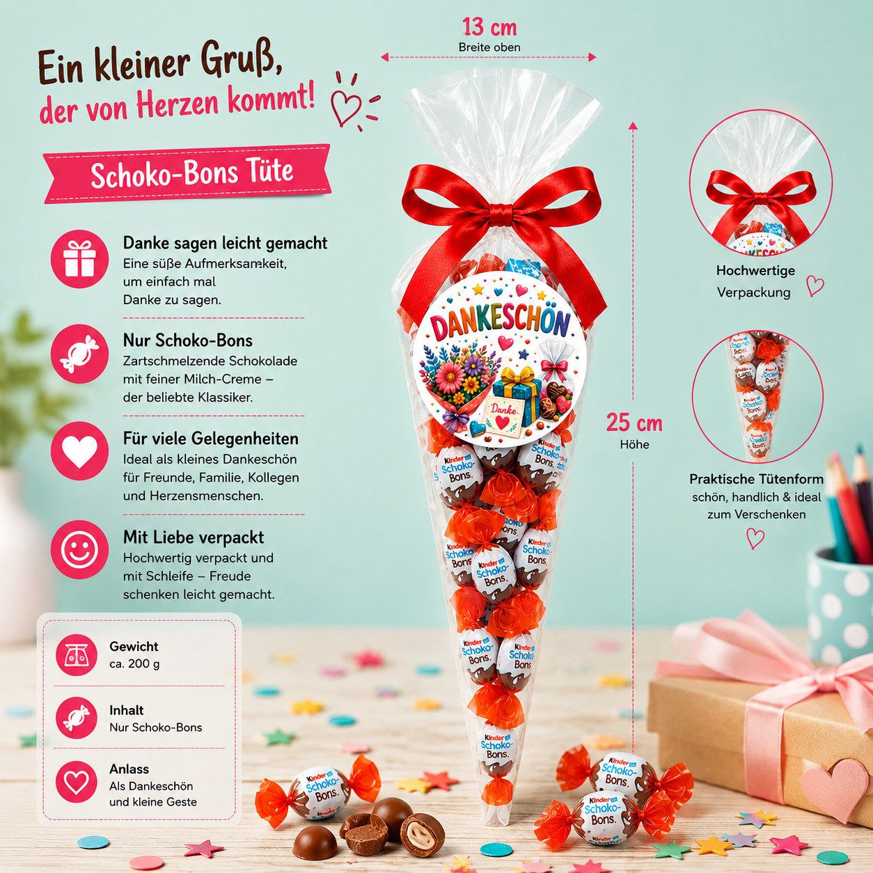Candy & Bar Schokolade Schoko-Bons-Tüte 200 g – Geschenkidee für viele Anlässe
