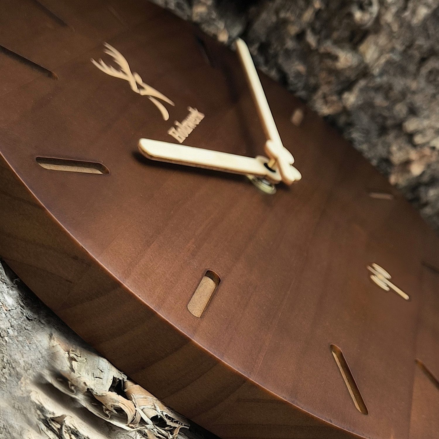 Holzwerk Funkwanduhr moderne Loft Funk Holz Wand Uhr (Nahezu lautloses Uhrwerk, analog, 25 cm)