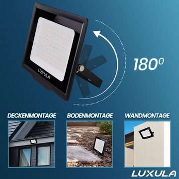 LUXULA LED Flutlichtstrahler LED-Fluter, 10 W, warm- & neutralweiß, 1000 lm, schwarz, IP65, TÜV, LED fest integriert, warmweiß, neutralweiß