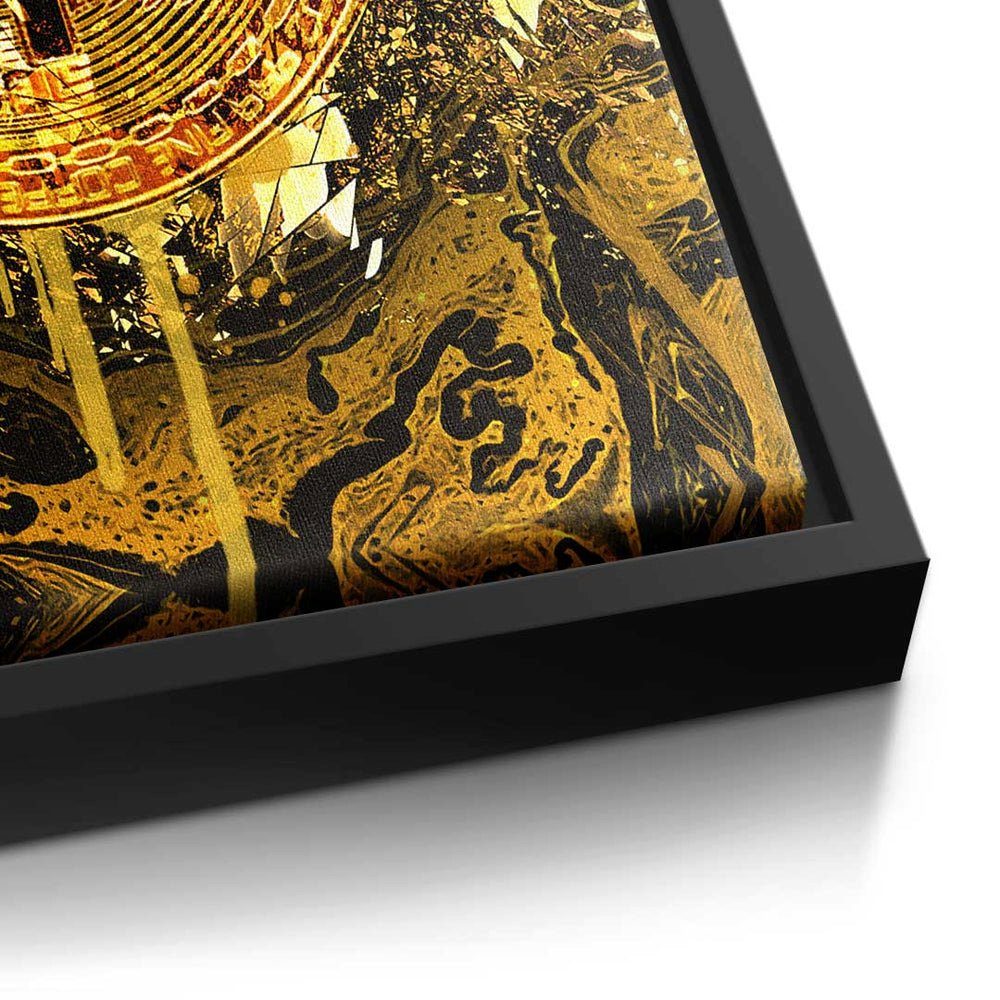 DOTCOMCANVAS® Leinwandbild, mi Bitcoin Motivation Rahmen Trading goldener Börse Goldrush Leinwandbild Crypto Motiv