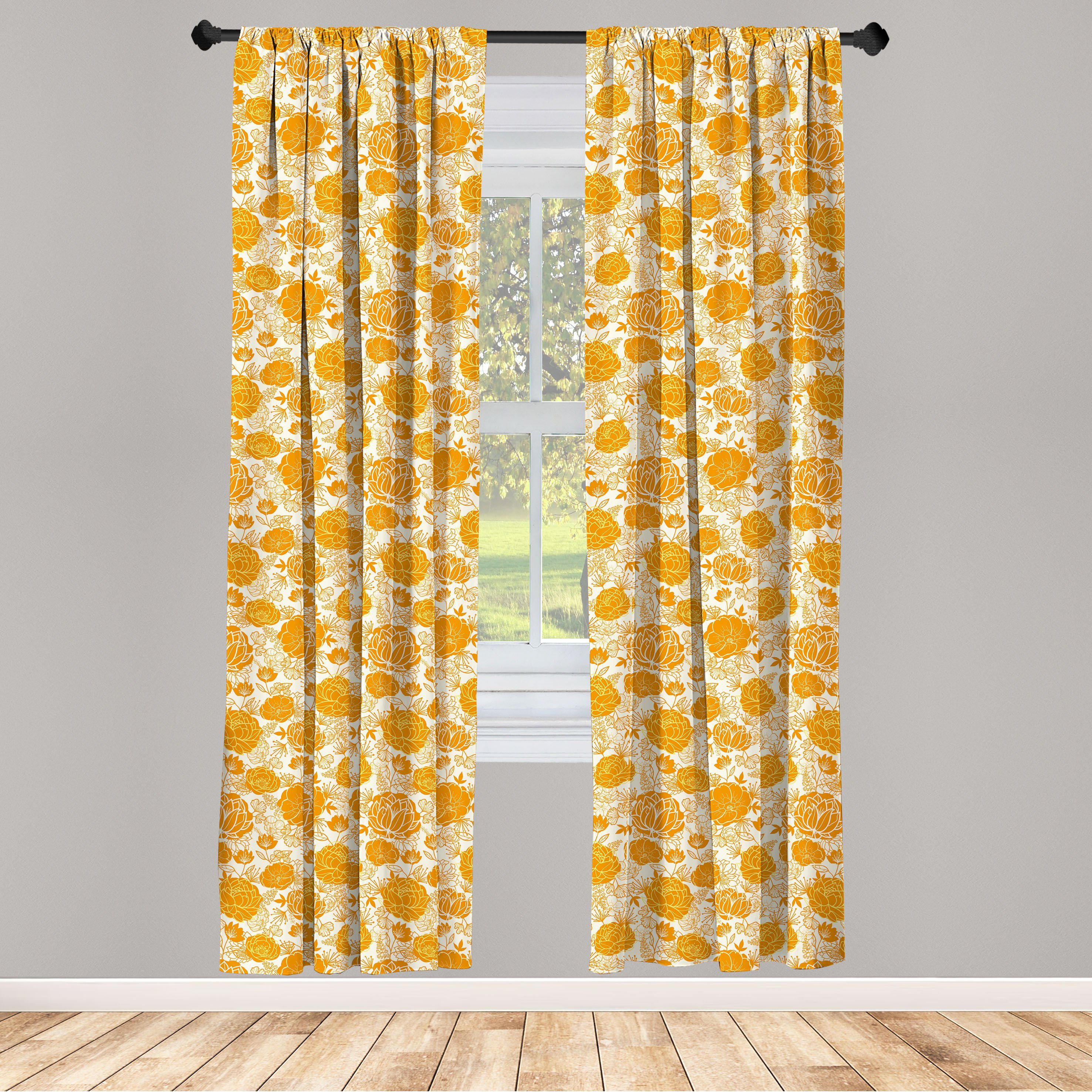 Gardine Vorhang für Wohnzimmer Schlafzimmer Dekor, Abakuhaus, Microfaser, Blumen Vibrant Blühende Blumen