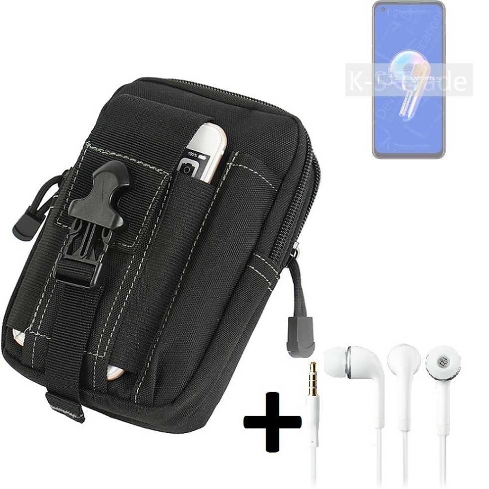 K-S-Trade Handyhülle für Asus Zenfone 9, Gürteltache + Kopfhörer Gürtel Tasche Holster Schutz Hülle