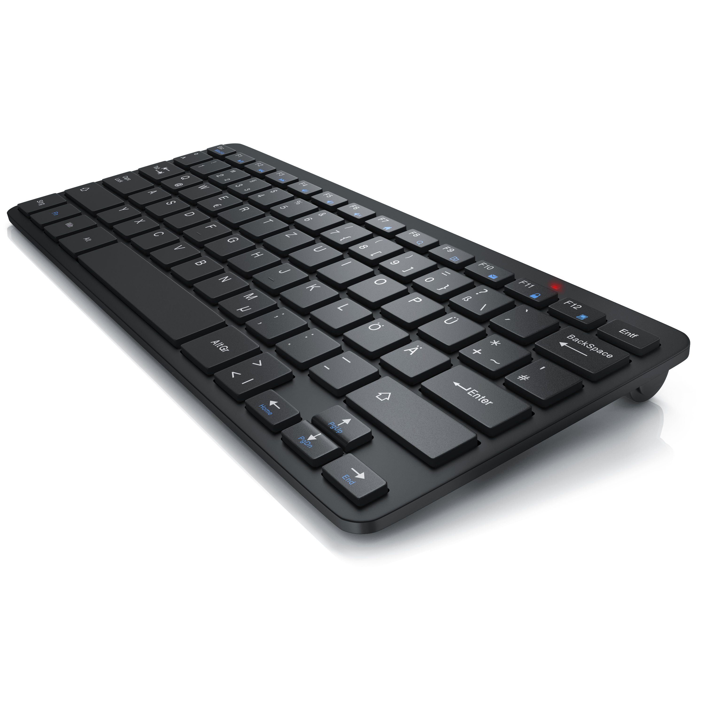 CSL Wireless-Tastatur (2,4Ghz Slim Design Mini Keyboard, platzsparend, ergonomisch, Kabellos)