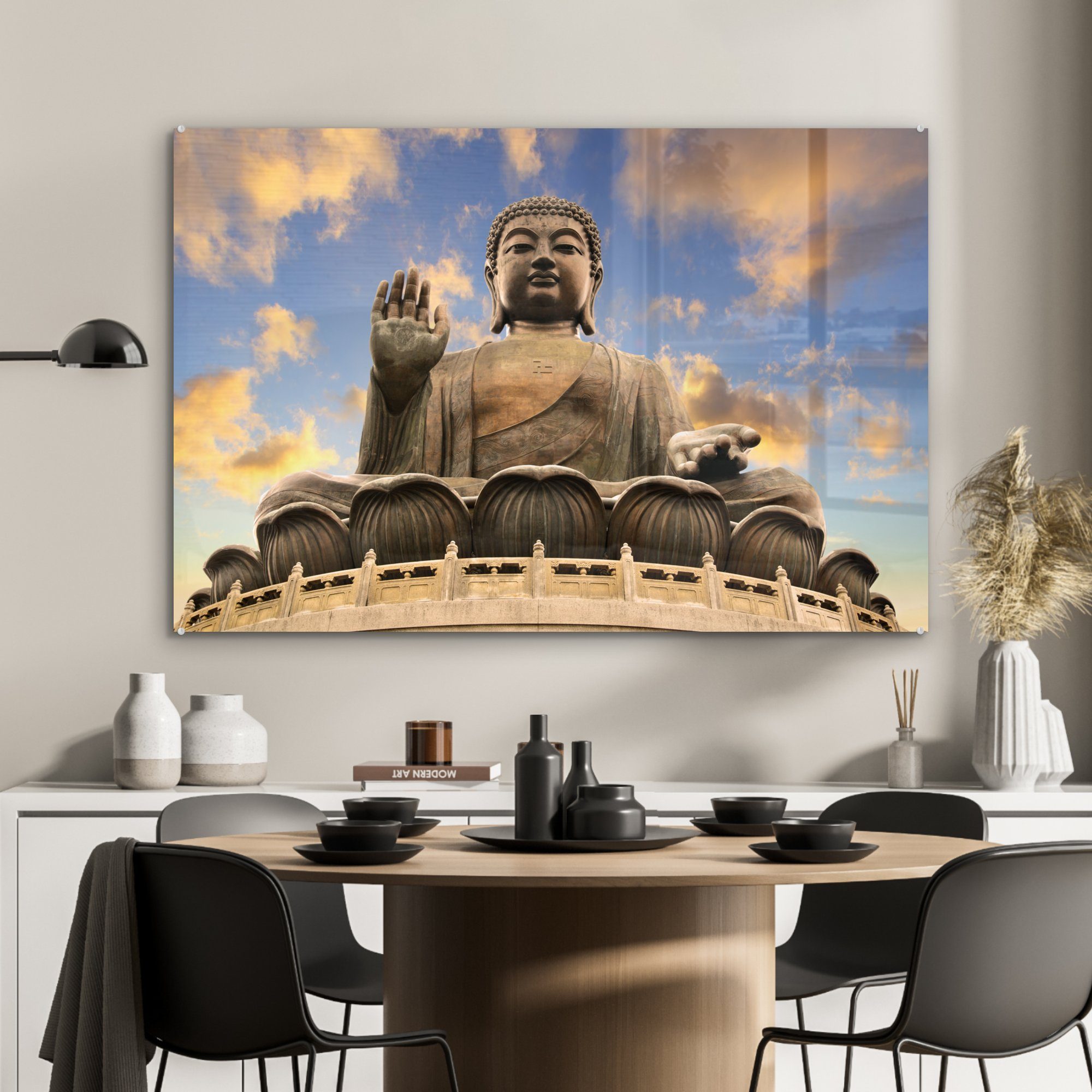 Acrylglasbild - MuchoWow Stein Wohnzimmer - Schlafzimmer Buddha Himmel, Acrylglasbilder St), (1 &