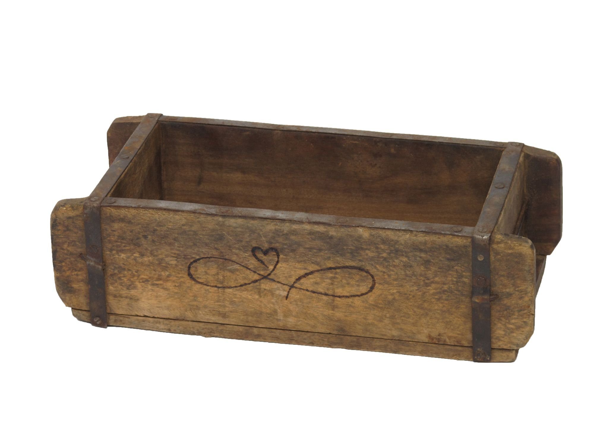 Holzkiste Laursen Ziegelform "Herz" Unika alte Backsteinform Holz Box Kiste