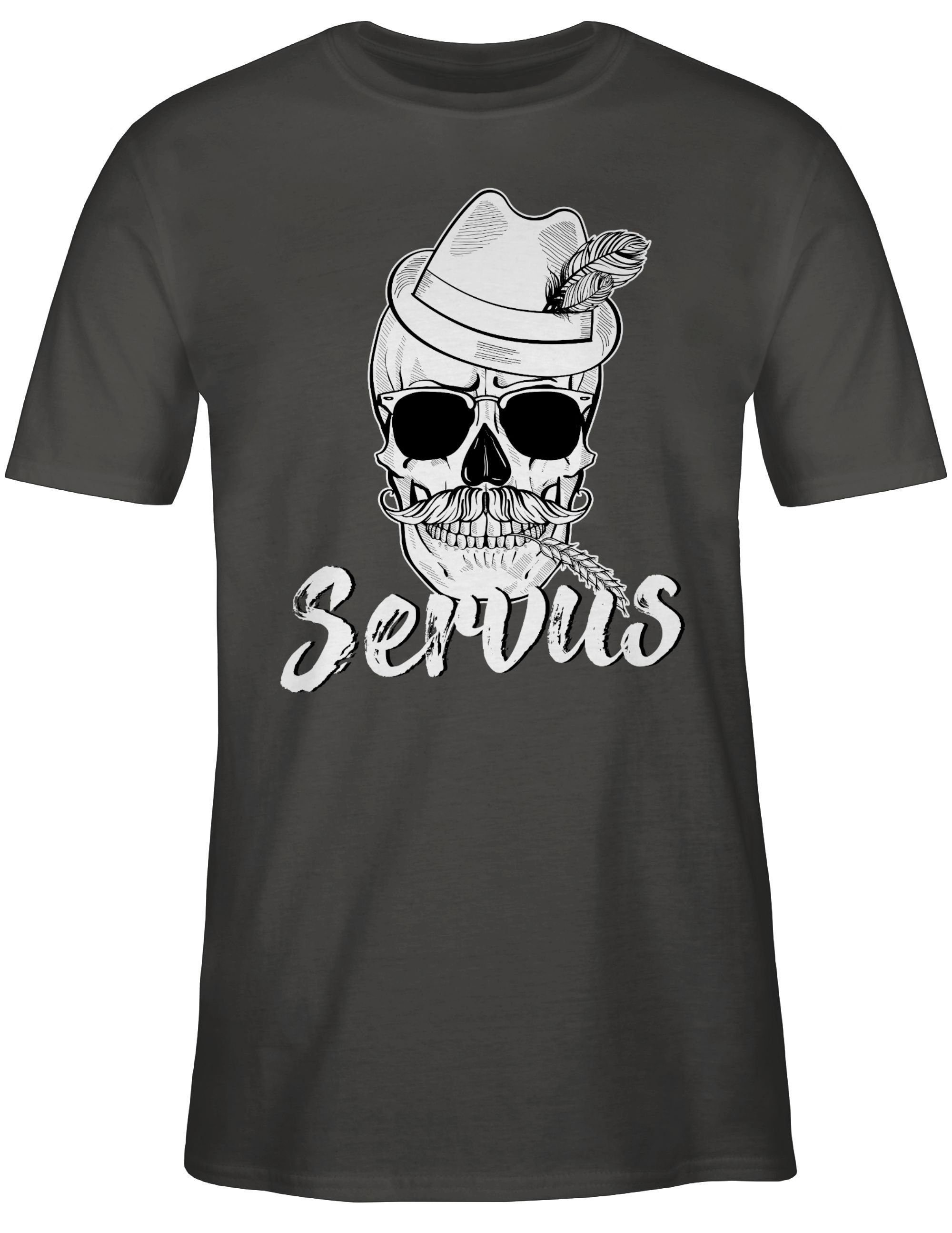 Mode T-Shirt Shirtracer 02 Dunkelgrau Totenkopf Oktoberfest Herren Bayern für Servus