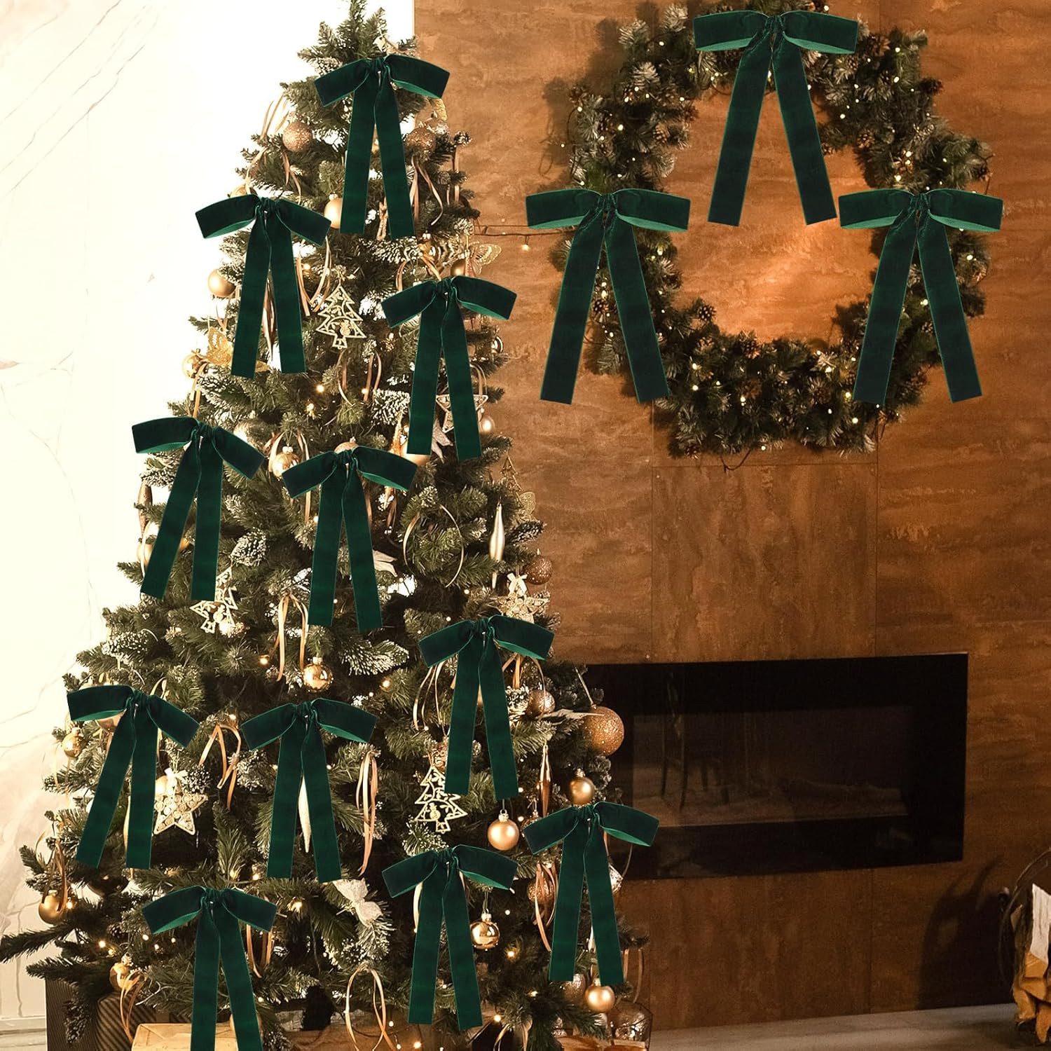 Cachito Christbaumschmuck 12 Stück Weihnachtsschleifen Vintage-Samtband Geschenkschleifen, Für Weihnachtsbaum, Geschenkverpackungen, Girlanden, Kamin, Treppen