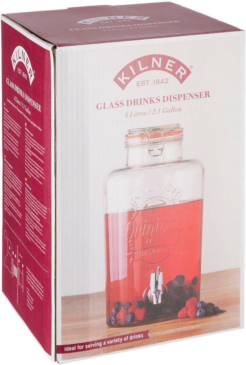 KILNER Getränkespender ROUND, für gekühlte Getränke mit leichtgängigem Zapfhahn, 5 Liter