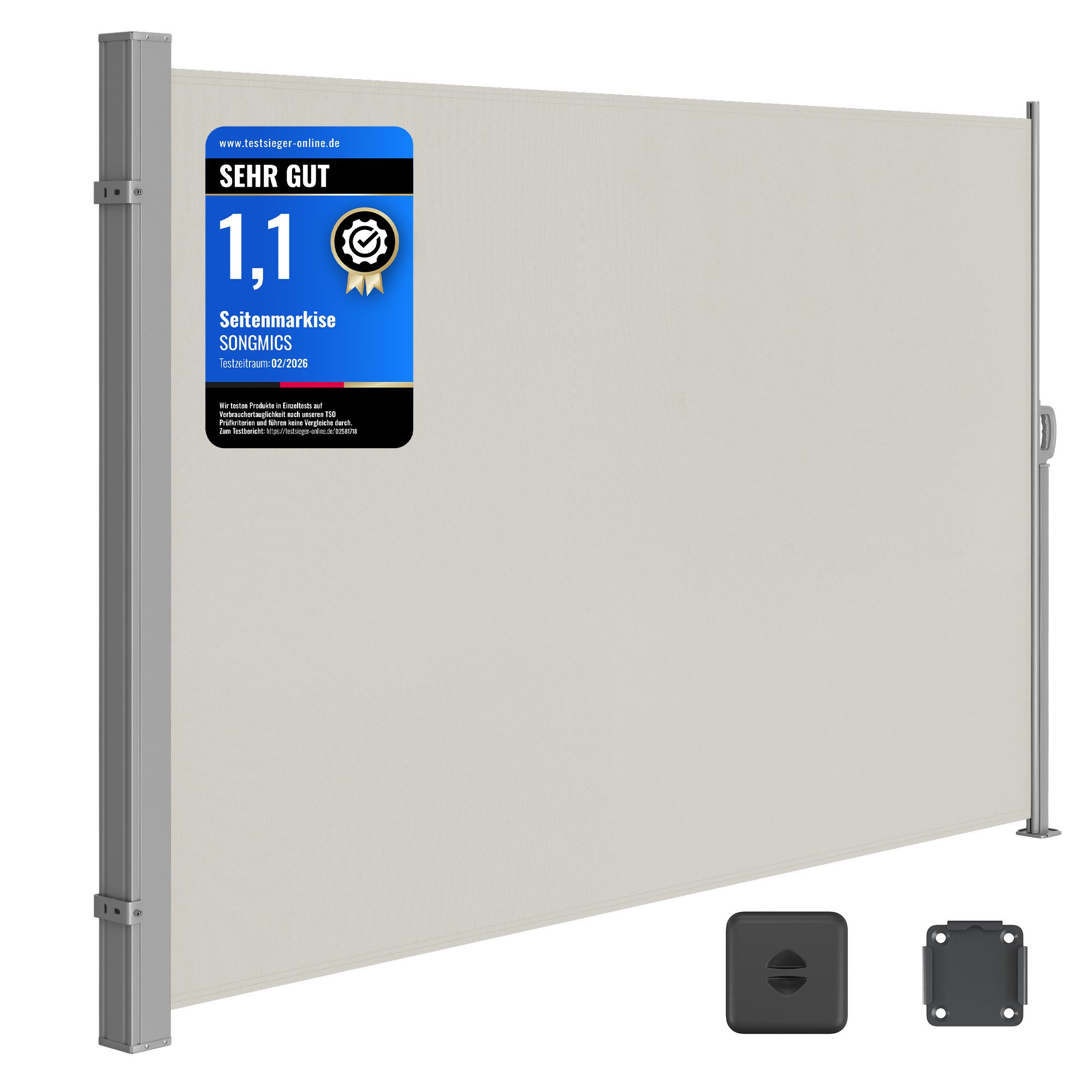 SONGMICS Seitenmarkise Sichtschutz Windschutz Markise ausziehbar