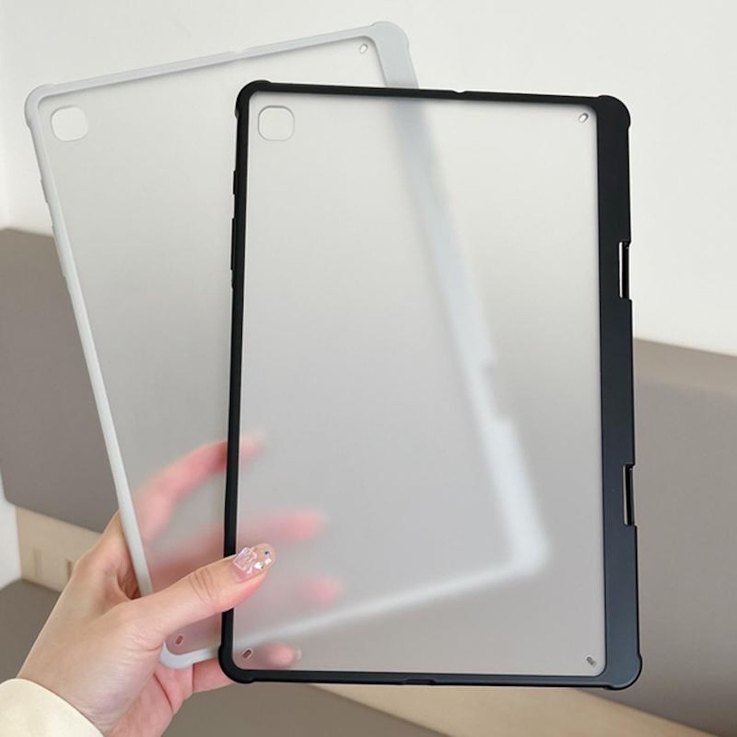 Wigento Tablet-Hülle Für Samsung Galaxy Tab S10 Plus Frosted Hybrid Hülle Weiß, Mattierte Tablet Hülle mit integriertem Stifthalter