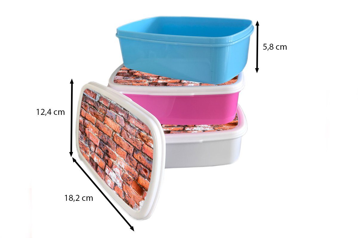- Snackbox, Brotbox MuchoWow Ziegel, - Wand Mädchen, Kinder, Kunststoff (2-tlg), Erwachsene, Kunststoff, Brotdose Lunchbox für Mauerwerk rosa