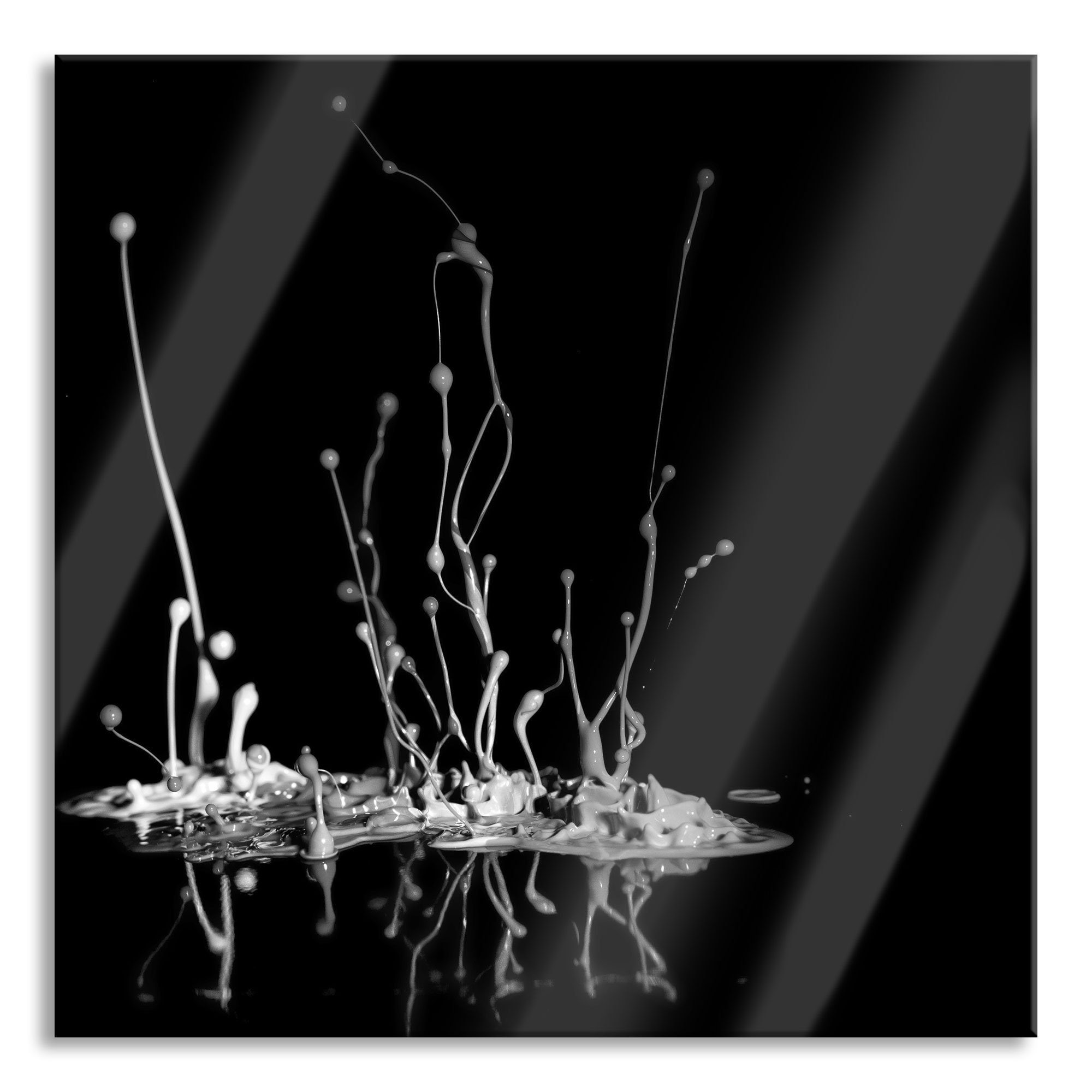 Glasbild Dark Farbspritzer
