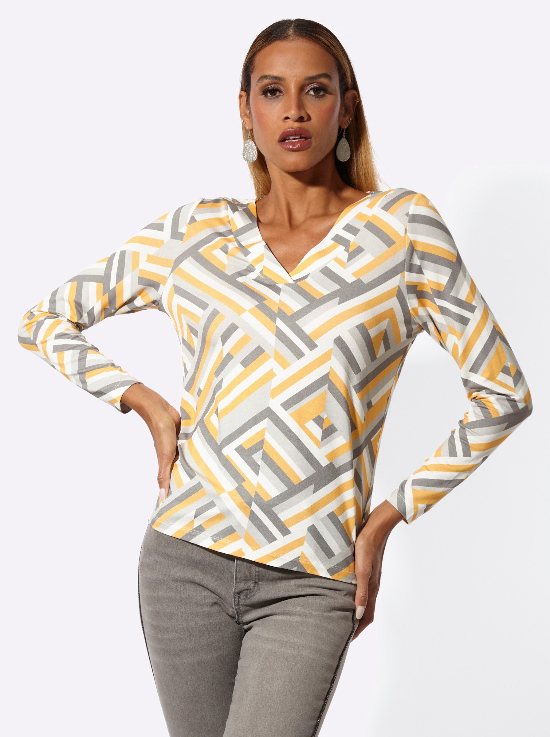 T-Shirt Druck-Shirt Langarm
