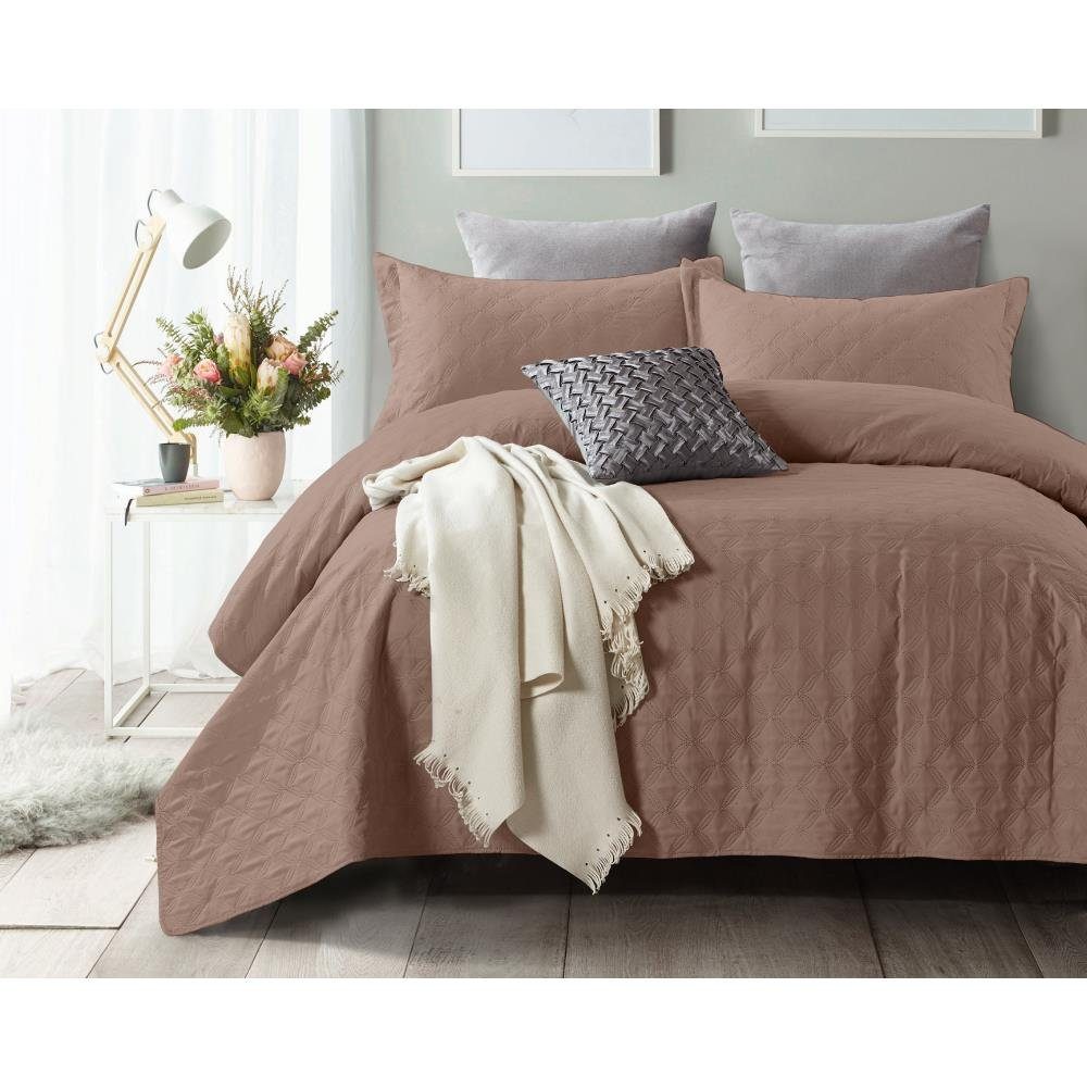 Sitheim-Europe, Sleeptime Twin-Bett Gut Tagesdecke 2 Kissenbezüge - Chrone - Tagesdecke 60x70, 260x250 + - atmungsaktiv Taupe