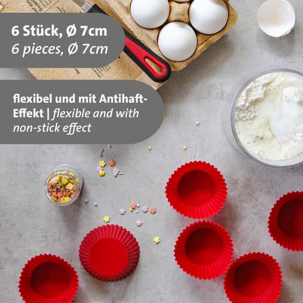 WESTMARK Muffinform mit Antihaft-Effekt, 6 Stück, Ø 7cm, Silikon, Rot