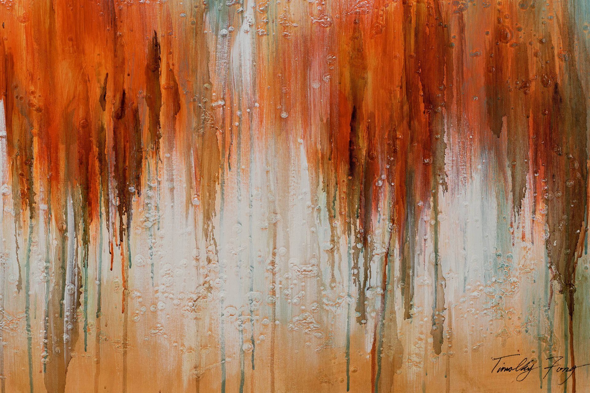 KUNSTLOFT Gemälde Herbst 120x60 Wohnzimmer Wandbild 100% HANDGEMALT Leinwandbild Orange cm, in
