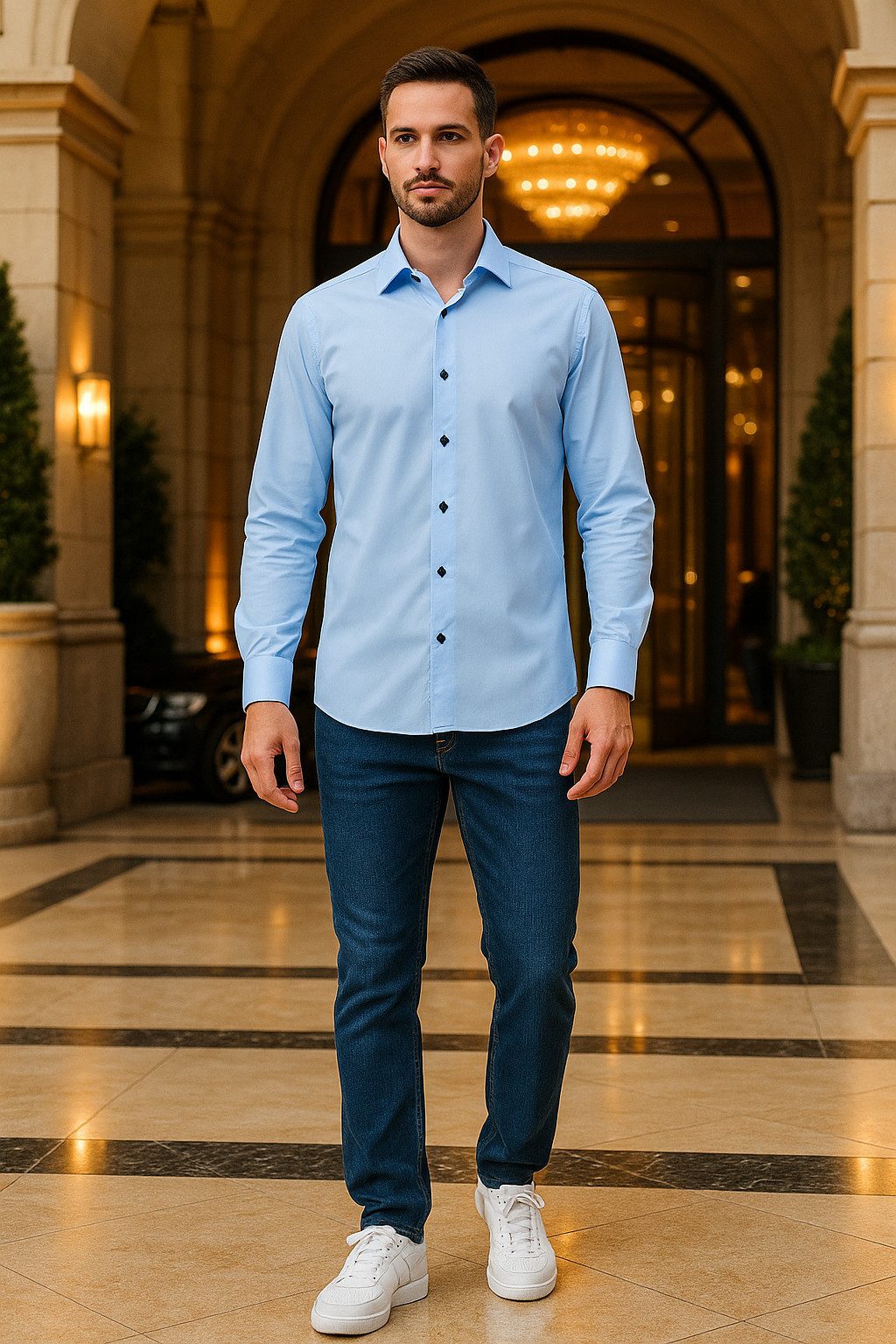 JEEL Langarmhemd Herren Hemd Langarm (1-tlg) Slim Fit – Bild 2 von 5