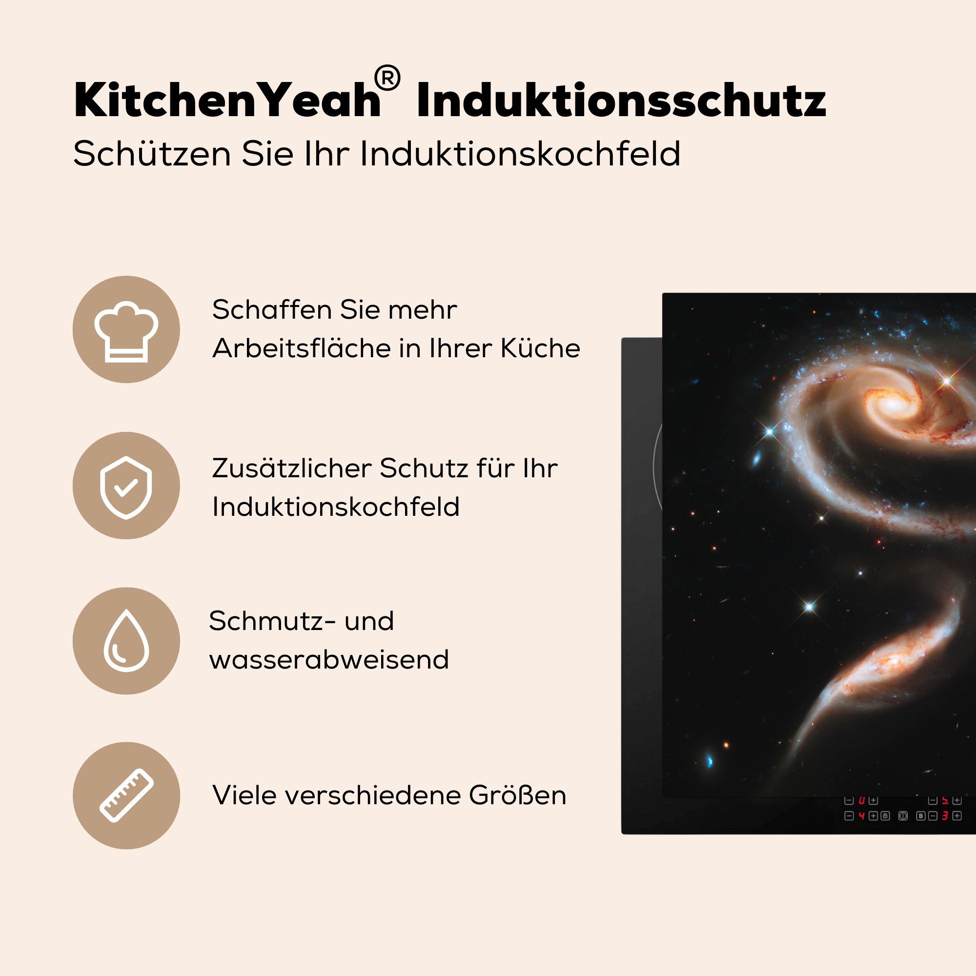 MuchoWow Herdblende-/Abdeckplatte - 78x78 Galaxie tlg), Arbeitsplatte - Ceranfeldabdeckung, Sterne für (1 Wolke, küche cm, Vinyl