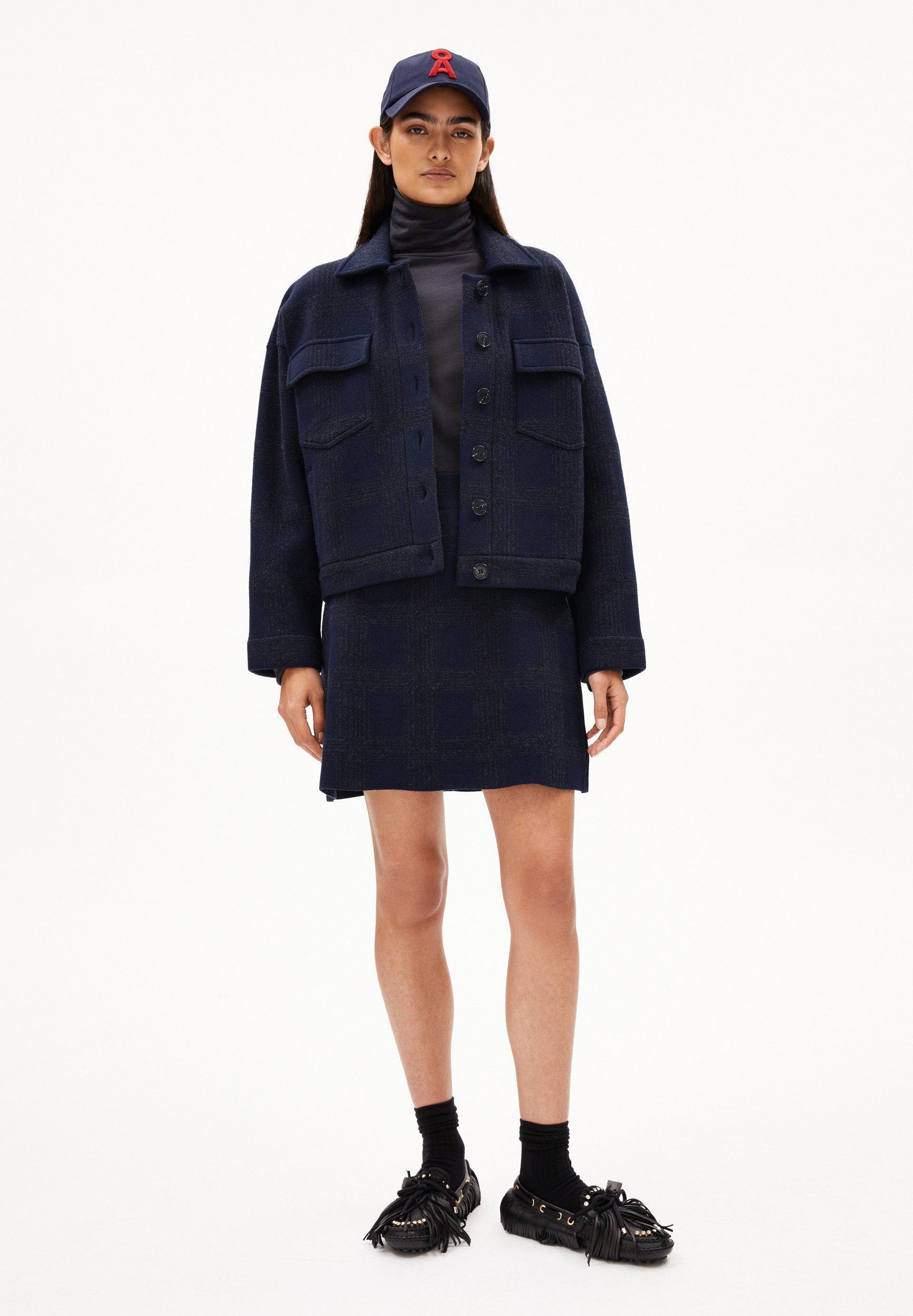 Armedangels Strickrock DARLAA CHECK Strickrock aus Bio-Woll Mix Regular Fit