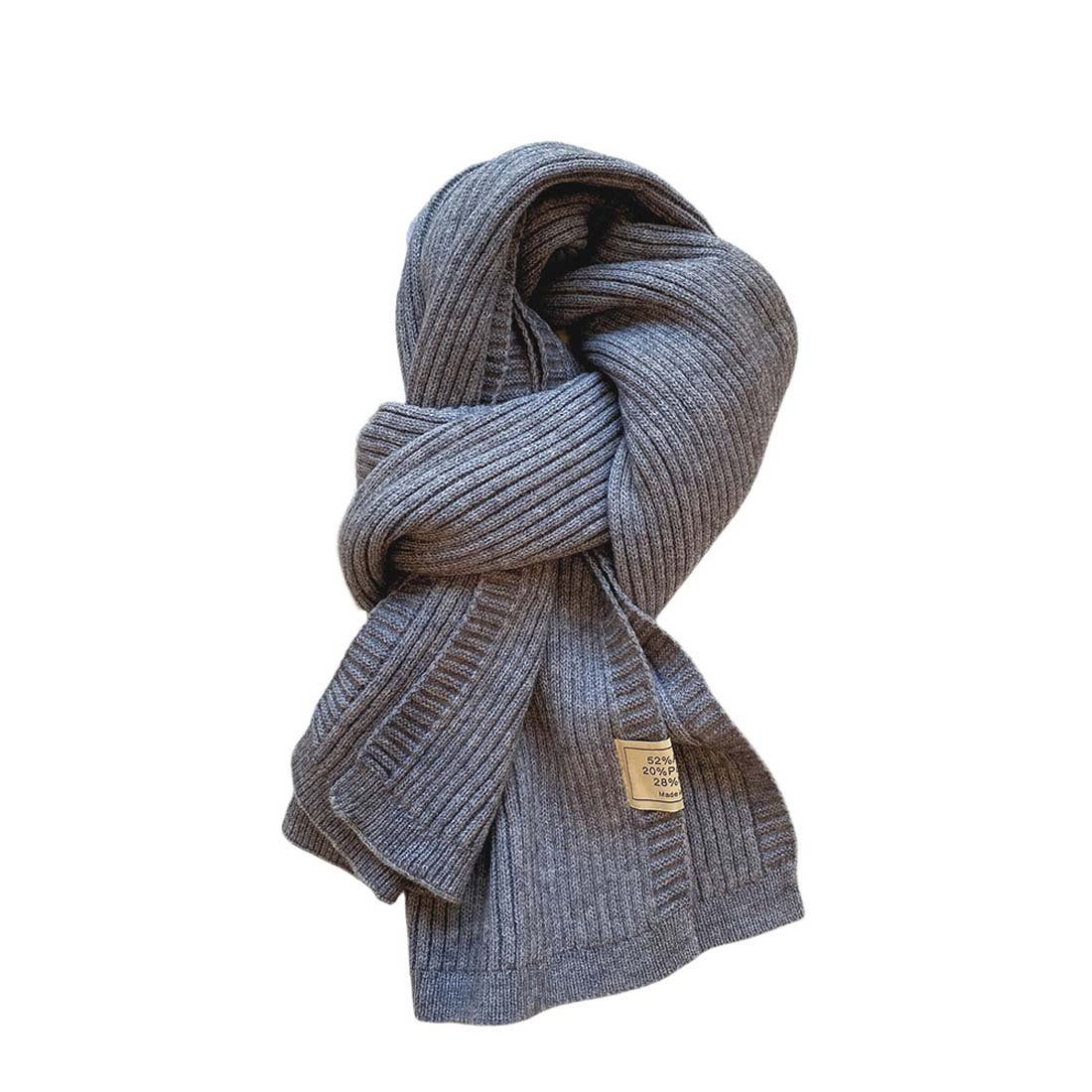 YANN Schal Einfarbiger Schal für Damen, einfacher warmer Halsschal grau