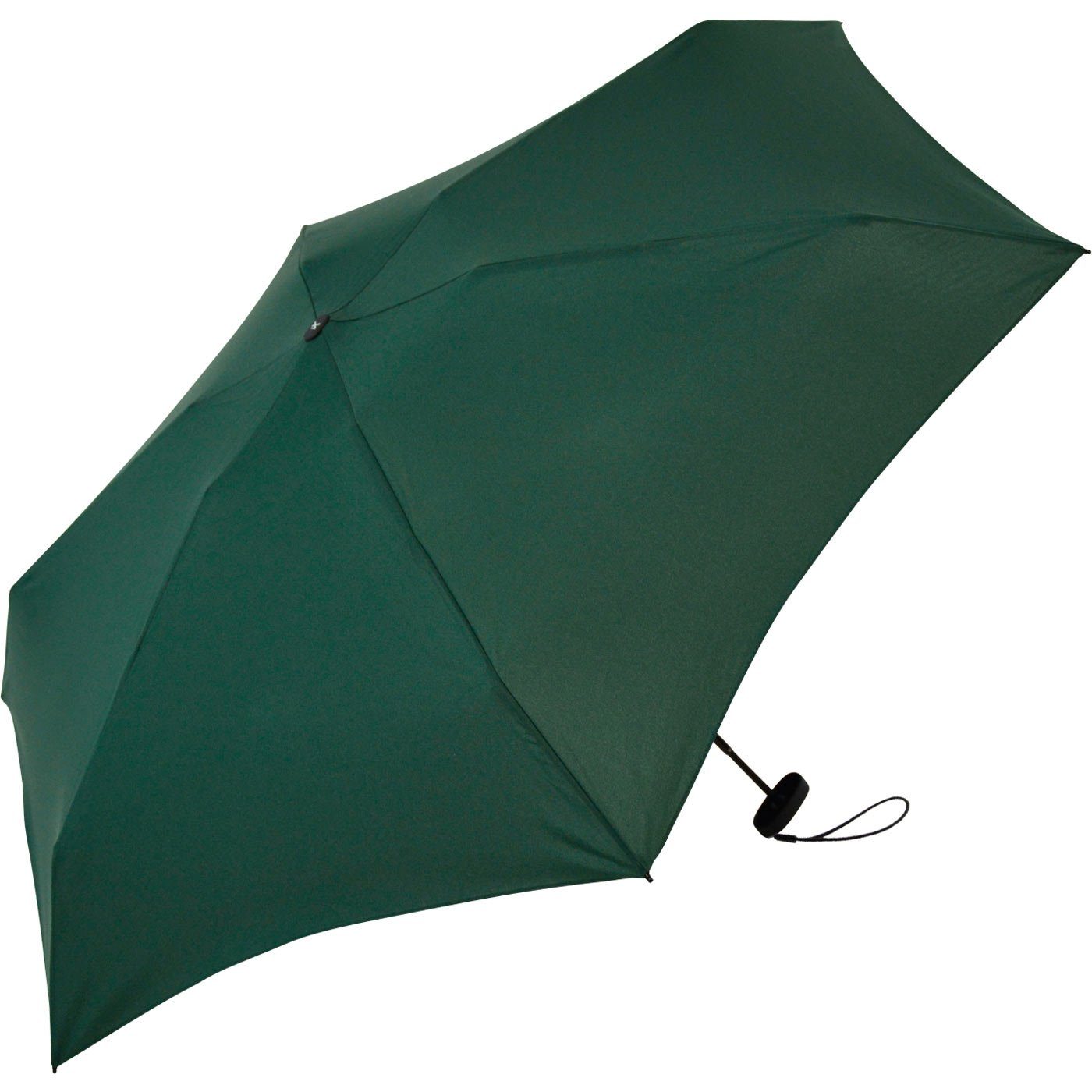 Taschenregenschirm 15 iX-brella dunkelgrün - Softcase-Etui mit Mini pineneedle Handy cm Format, winziger green im ultra-klein, Schirm Ultra