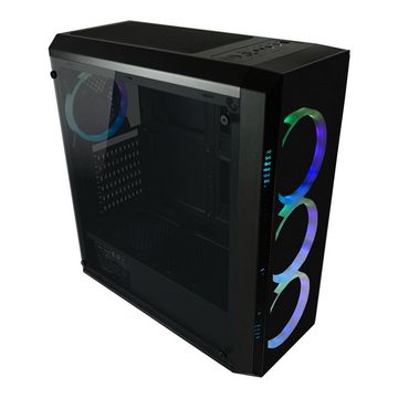 LC-Power Gaming-Gehäuse 703B Quad-Luxx, Midi Tower ATX Gaming PC Gehäuse, mit Seitenfenster, 4 Lüfter, schwarz