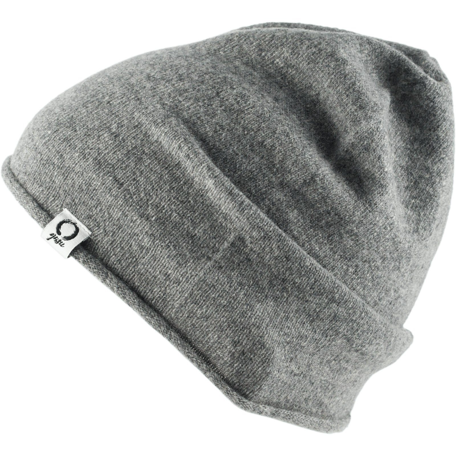 yasu Beanie Wintermütze Inji Wolle Lamm Beanie Mütze Grau Wollmütze Fein Strickmütze Unisex