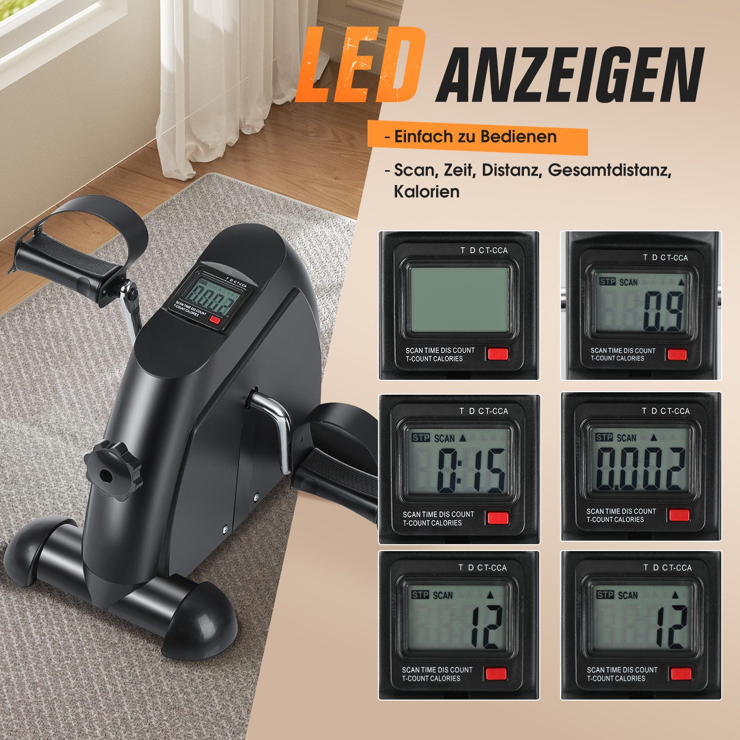 oyajia Mini-Heimtrainer Mini Heimtrainer & Bewegungstrainer für Arm- und Beintraining (Kompaktes Fitnessgerät mit LCD-Display & Einstellbarem Widerstand, Rutschfeste Pedale, leiser Lauf & ideal für Büro oder Zuhause), Mobiler Pedaltrainer zur Förderung von Kreislauf & Gelenkbewegung