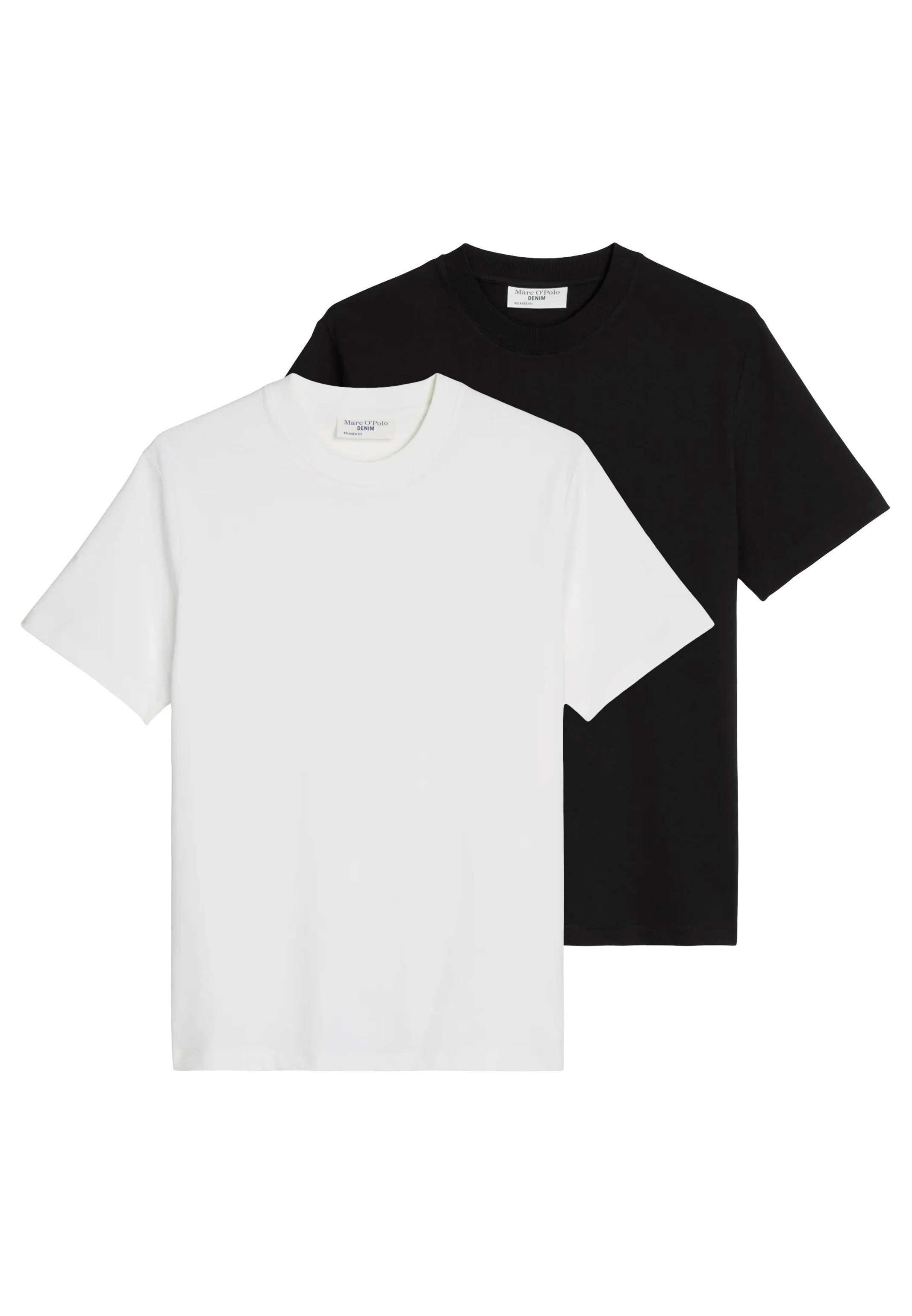Marc O'Polo DENIM T-Shirt 2er Pack Basic (Spar-Set, 2-tlg) T-Shirt - Baumwolle - Atmungsaktiv - Weiche Baumwolle