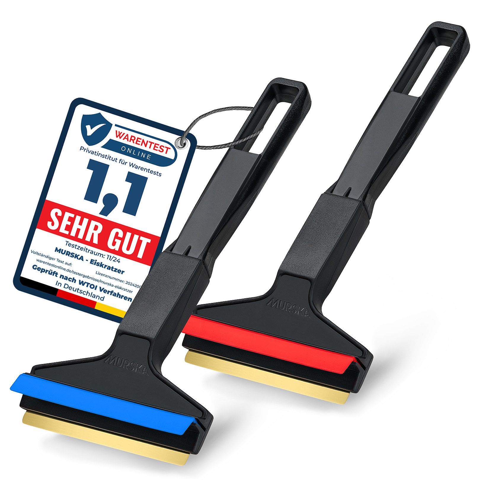L & P Car Design Eiskratzer Auto Messing - schnell & mühelos - 2x Profi Scheibenkratzer Auto aus Premium HIPS - Messingklinge & Gummilippe - Murska aus Finnland