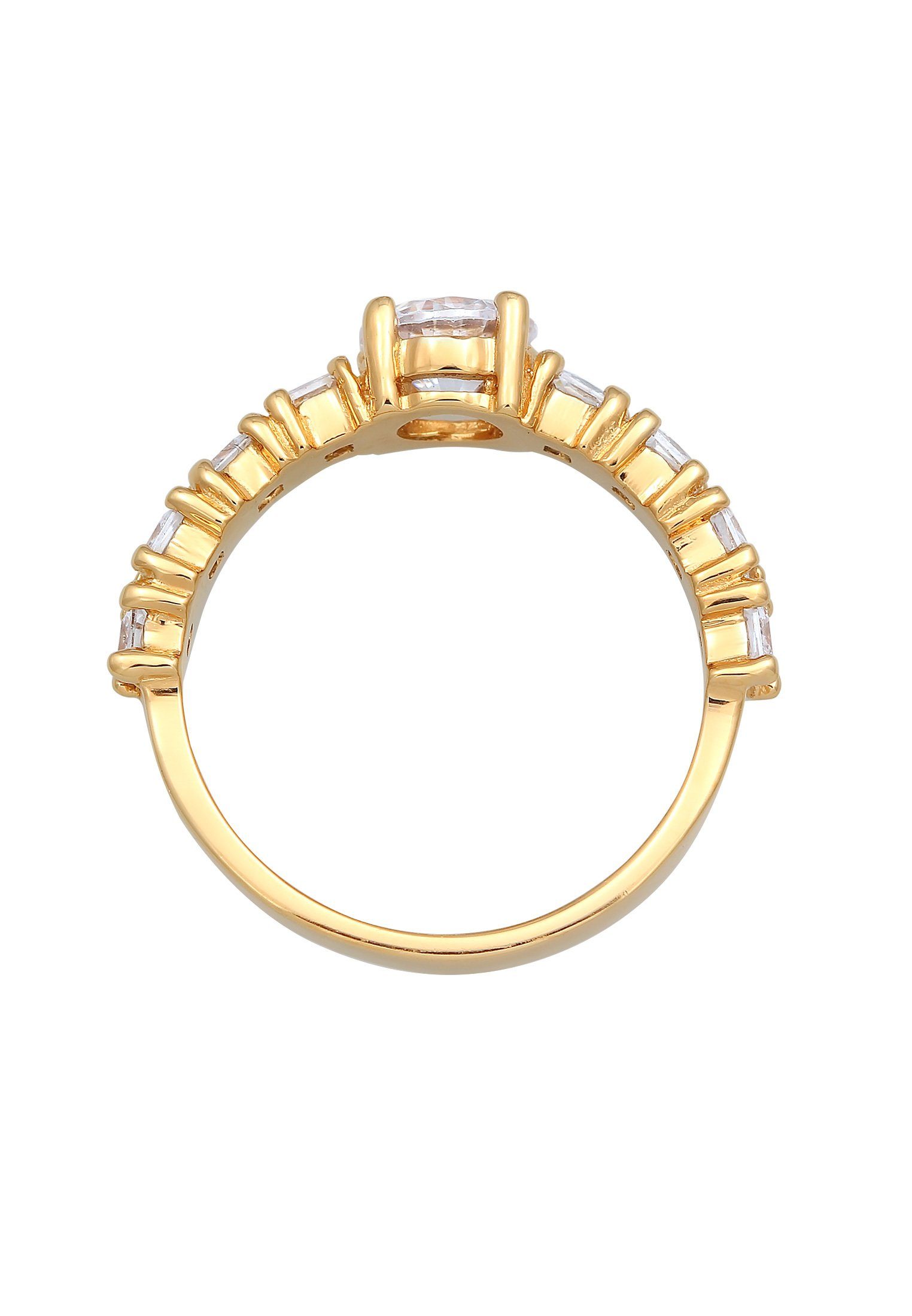 Verlobung Eternity Silber 925 Gold Fingerring Zirkonia Elli