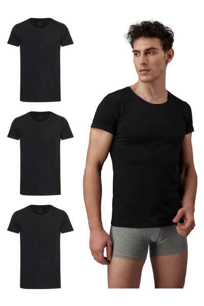 Burnell & Son Unterziehshirt Unterhemd T-Shirt mit Kurzarm und Rundhals für Herren aus Baumwolle (Packung, 3-St., 3er-Pack) Feinripp