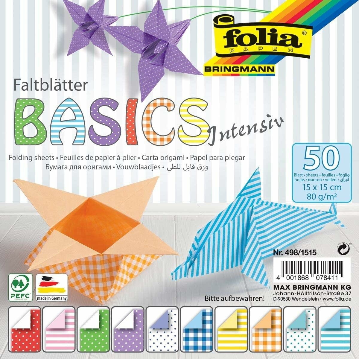 Folia Motivpapier Falt Blatt Basic Intensiv