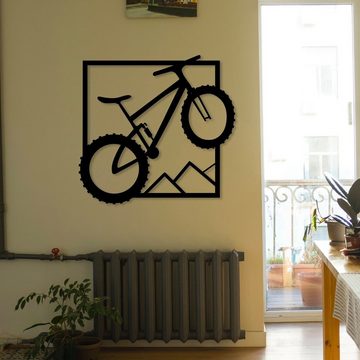 WoodFriends Wandbild aus Holz Mountainbike BMX Fahrrad Holzschild zum Aufkleben, Fahrradliebhaber Wandkunst Geburtstagsgeschenk Radler Radsport Berge