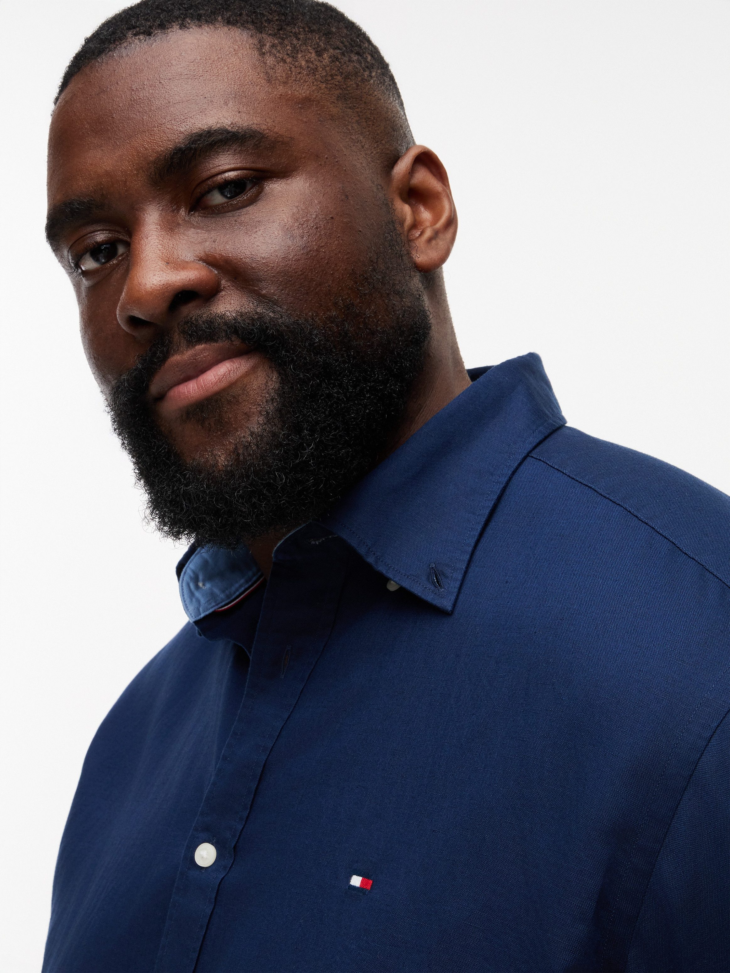 Tommy Hilfiger Big & Tall Langarmhemd BT- LINEN Große Größen Regular Fit Button-down-Leinenmix