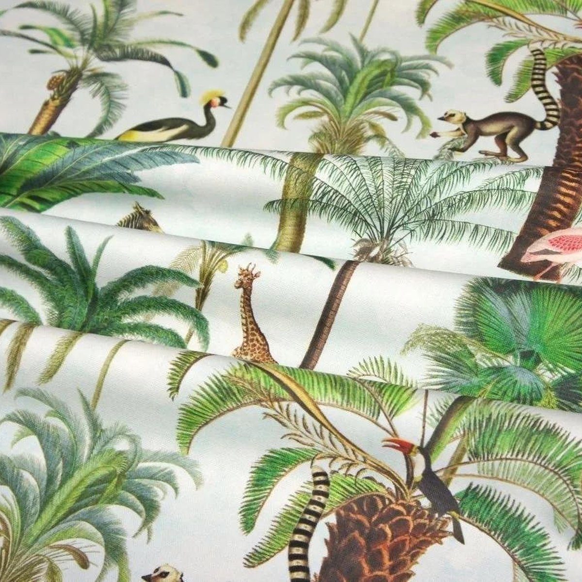 Stofferia Stoff Dekostoff Halbpanama Africandance Grün, Breite 280 cm, Meterware